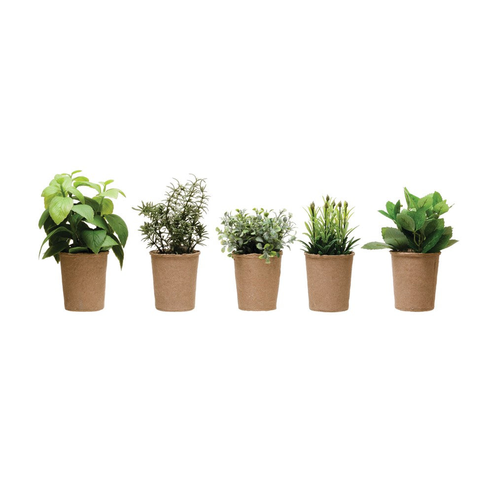 Faux Herb in Paper Pot, 5 Styles