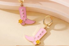 Cowgirl Boots & Hats Drop Earrings with Yellow Spurs