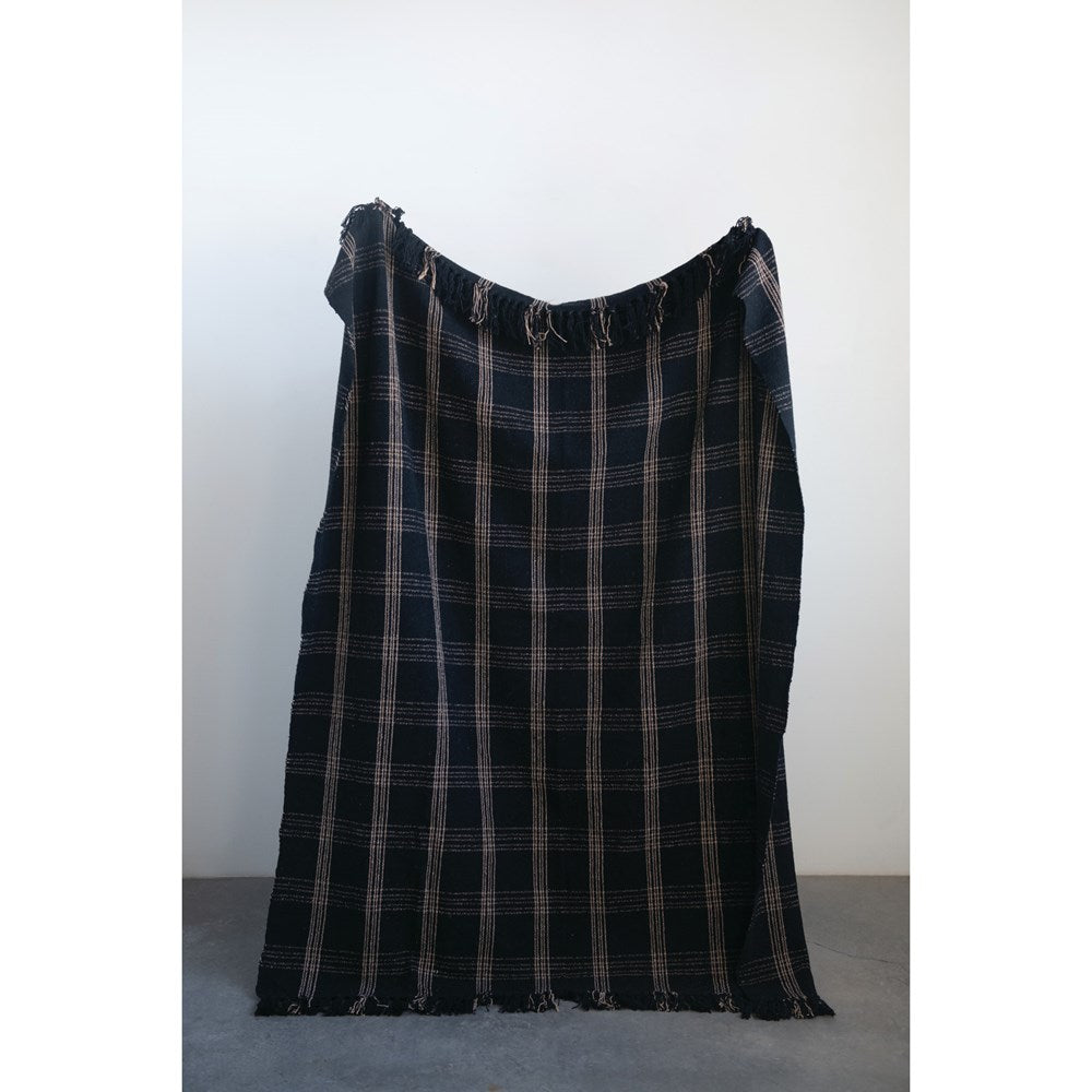 Black & Tan Fringe Throw