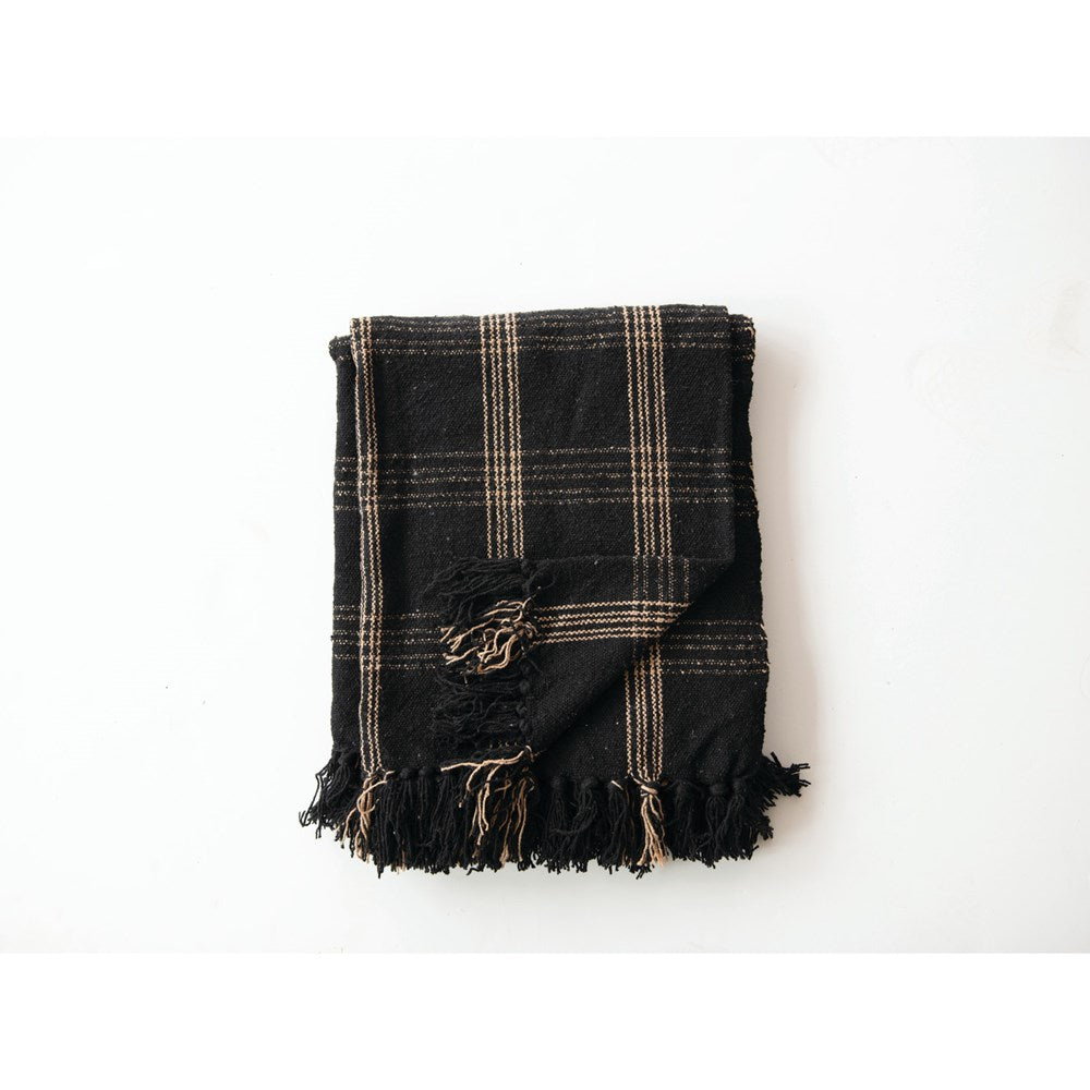 Black & Tan Fringe Throw
