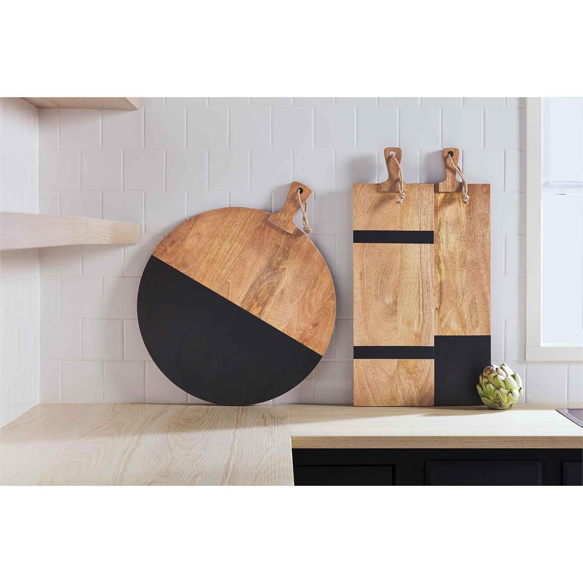 Black Round Wood Board