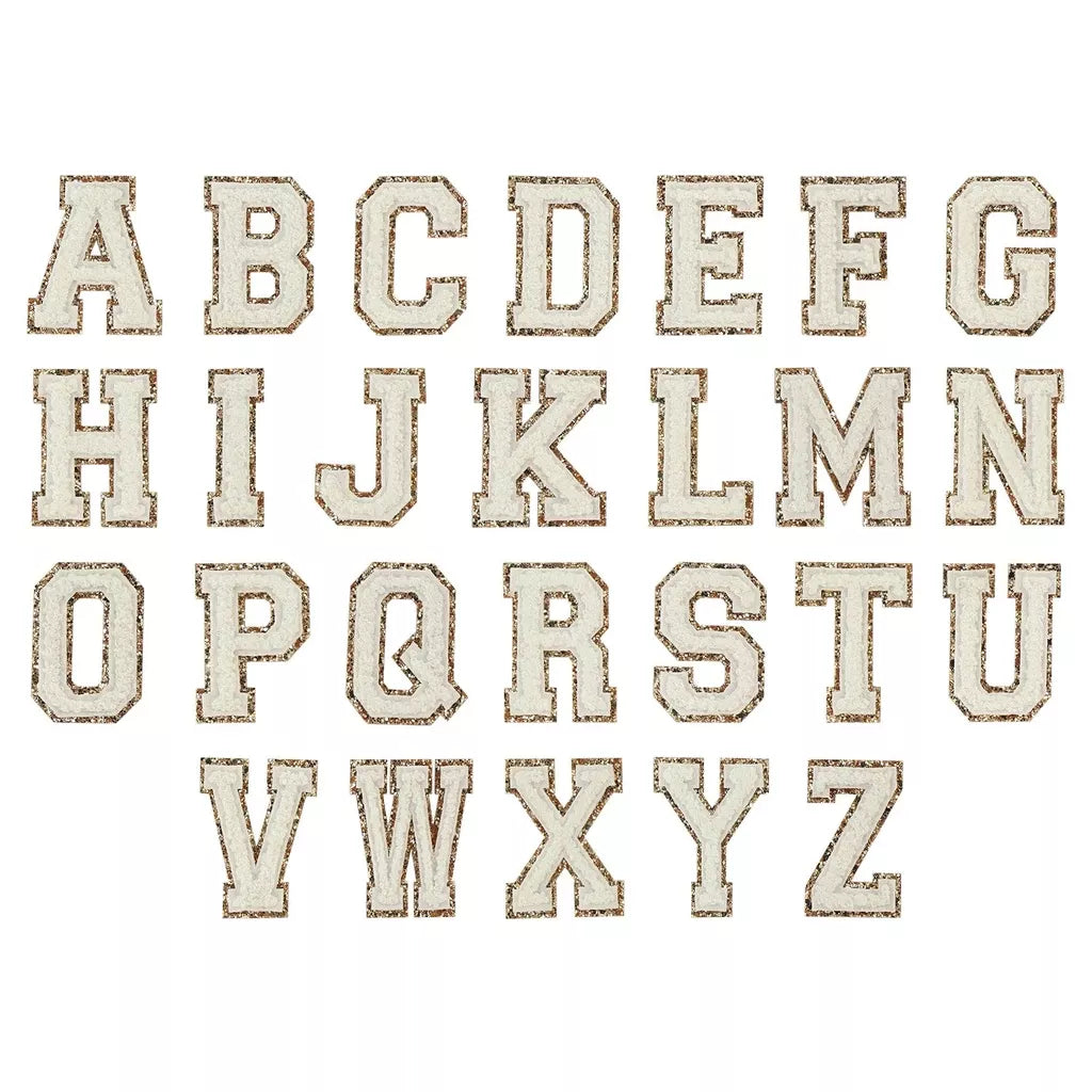 white varsity letter patches, iron on patches