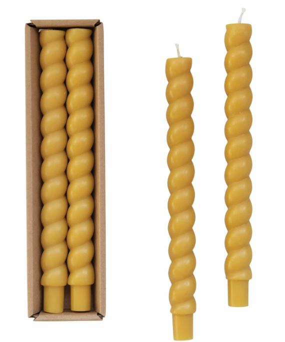 spiral yellow taper candle