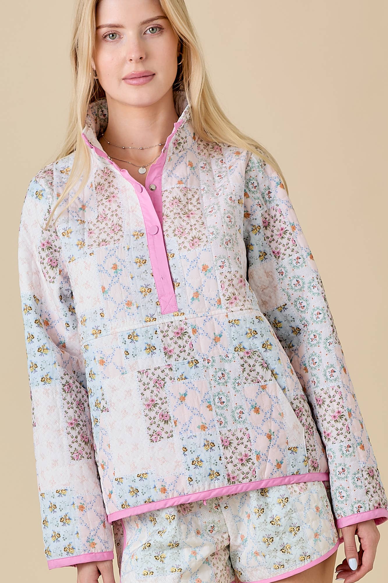 Quilted Floral Snap-on Jacket