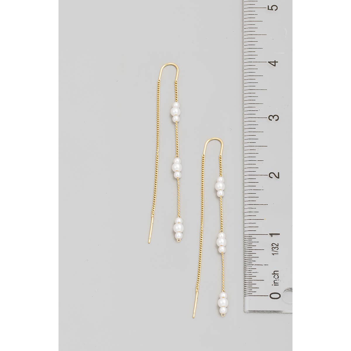 Dainty Chain Pearl Threader Earrings