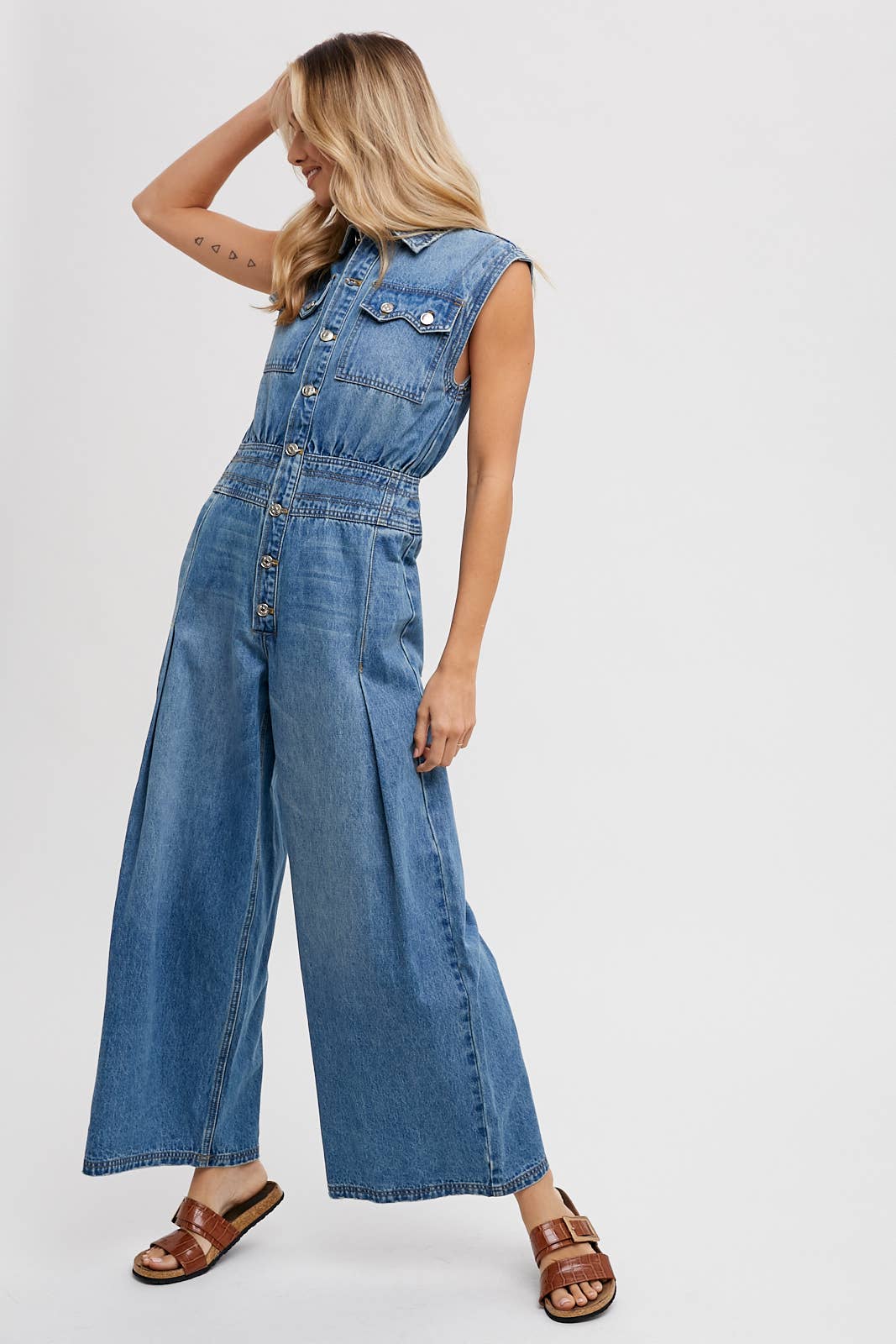 Denim Sleeveless Jumpsuit