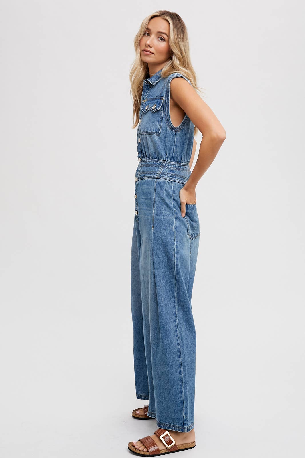 Denim Sleeveless Jumpsuit