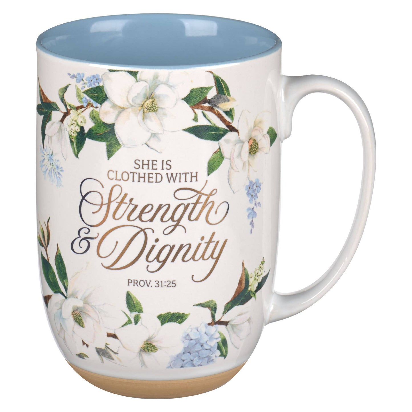 Blue Floral Strength & Dignity Prov. 31:25 Mug