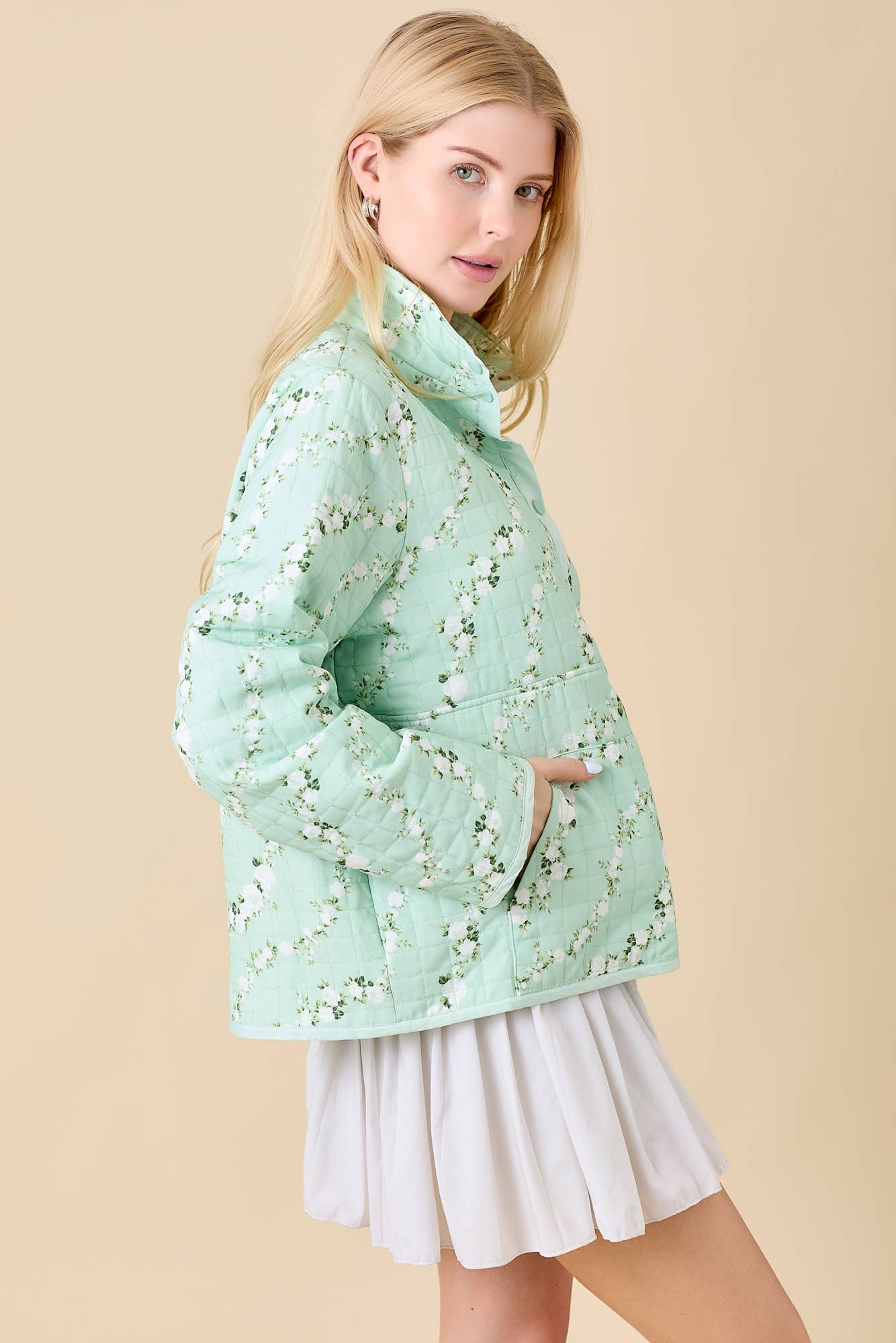 Quilted Jacket With Floral Print