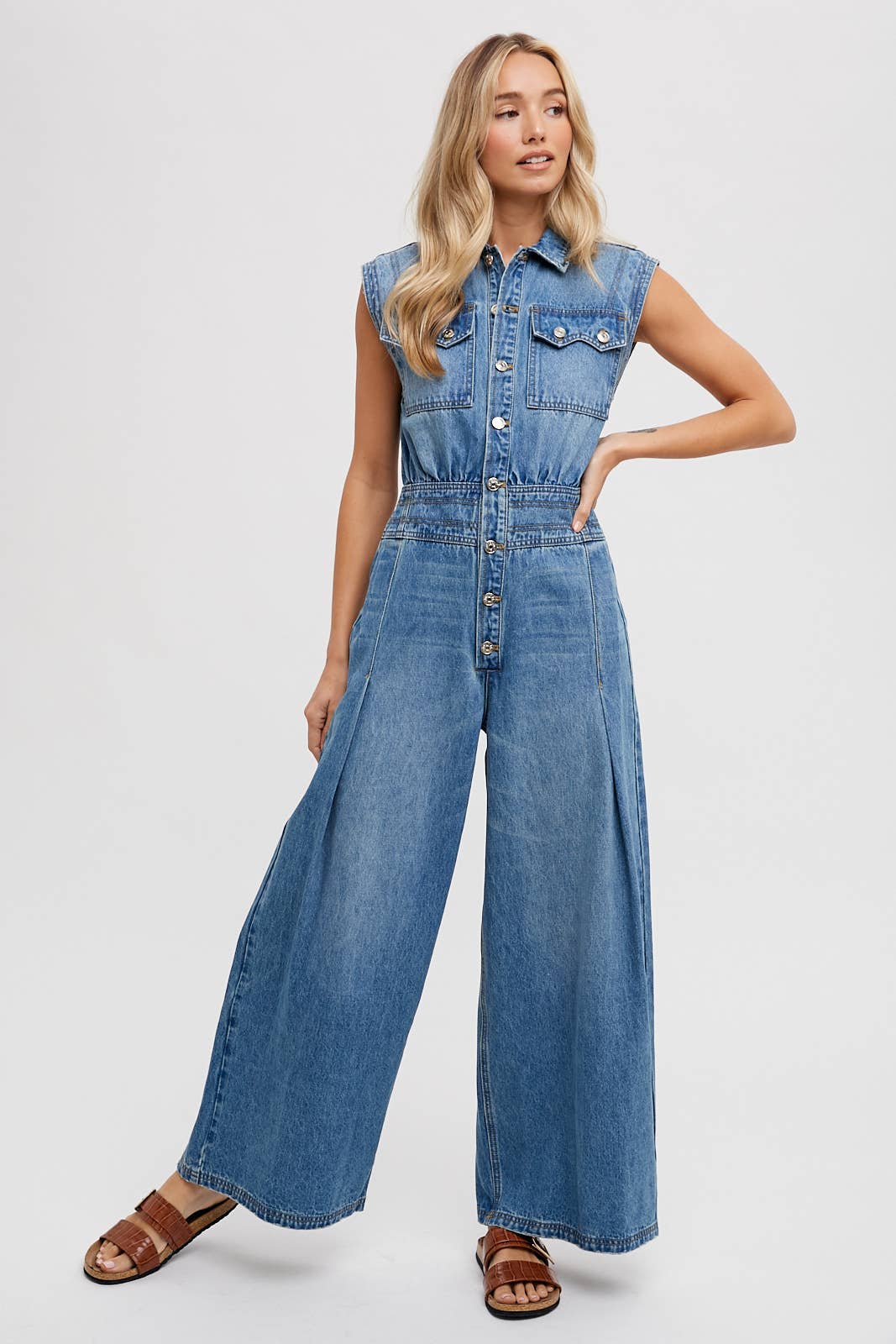 Denim Sleeveless Jumpsuit