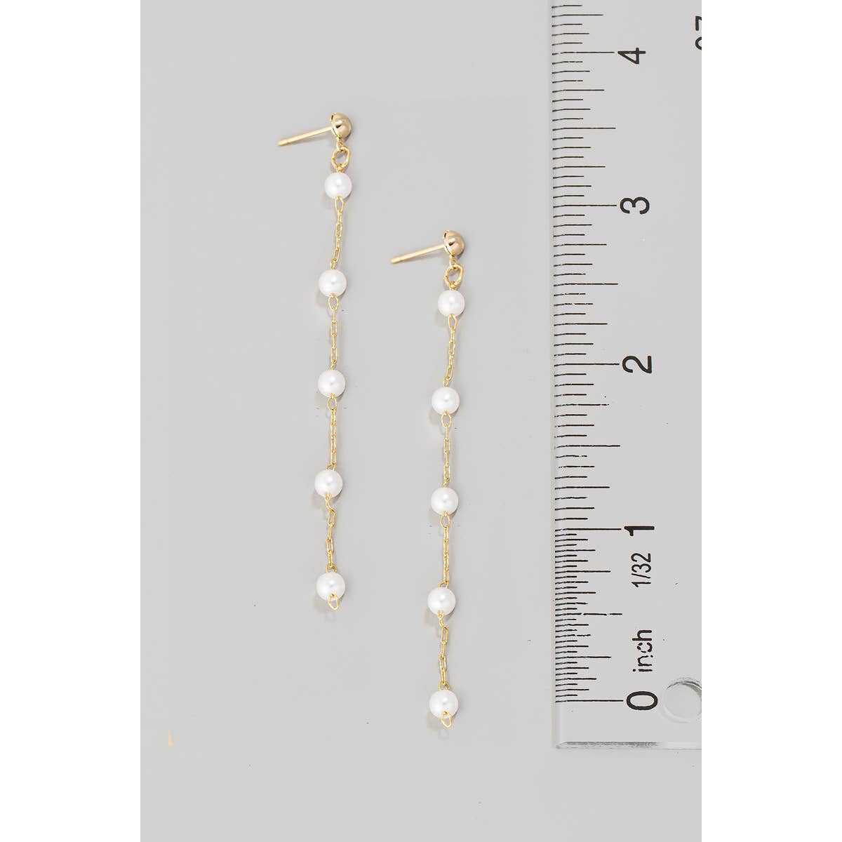 Pearl Bead Chain Dangle Earrings