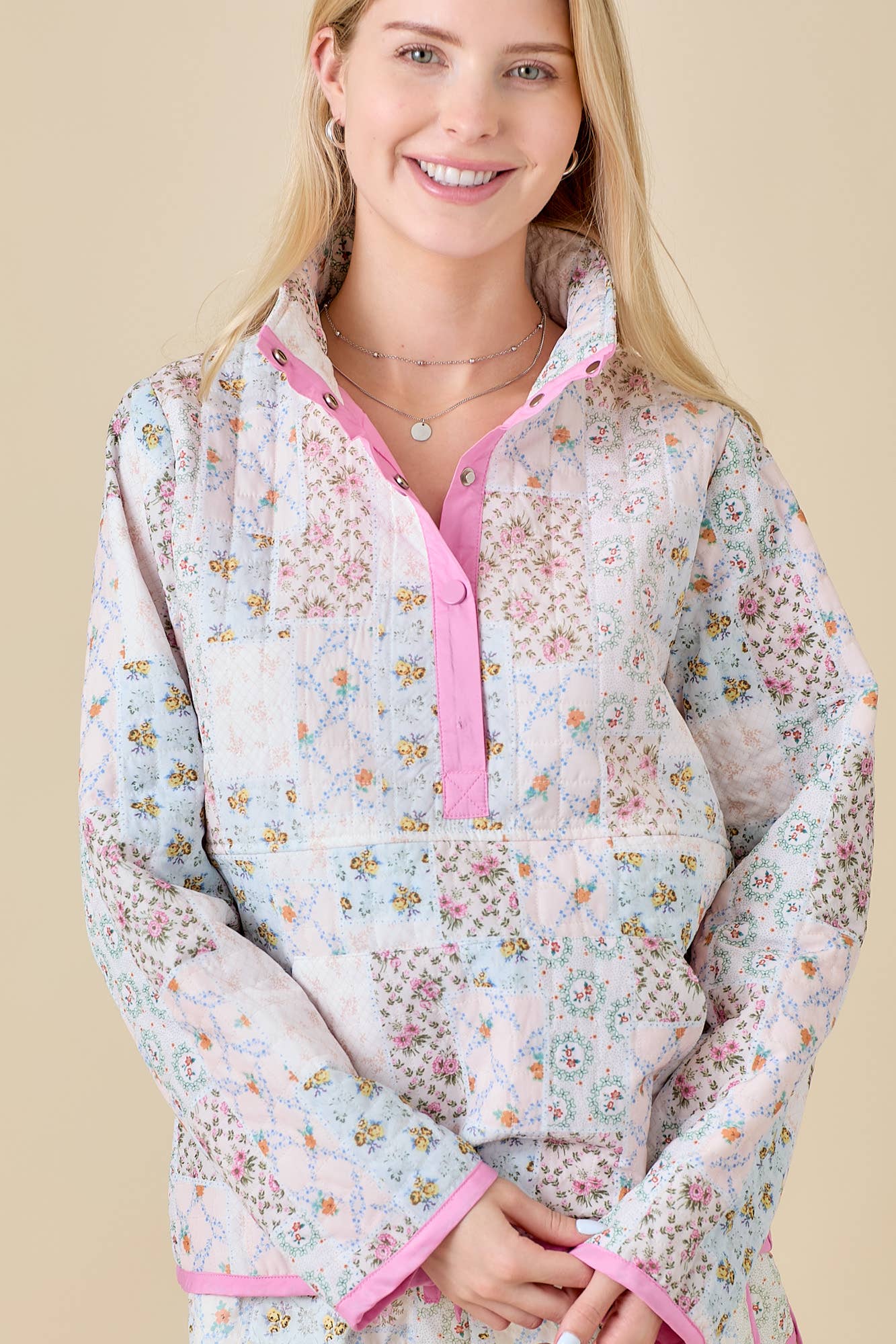 Quilted Floral Snap-on Jacket