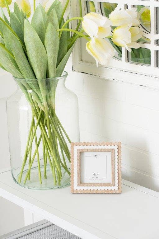White Striped Scalloped Frame