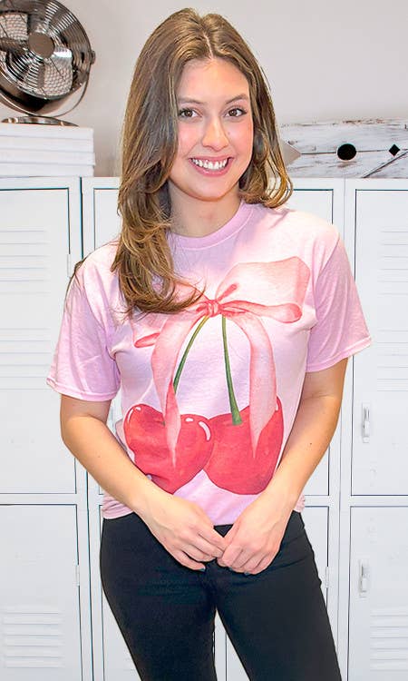 Cherry Bow Graphic T-Shirt