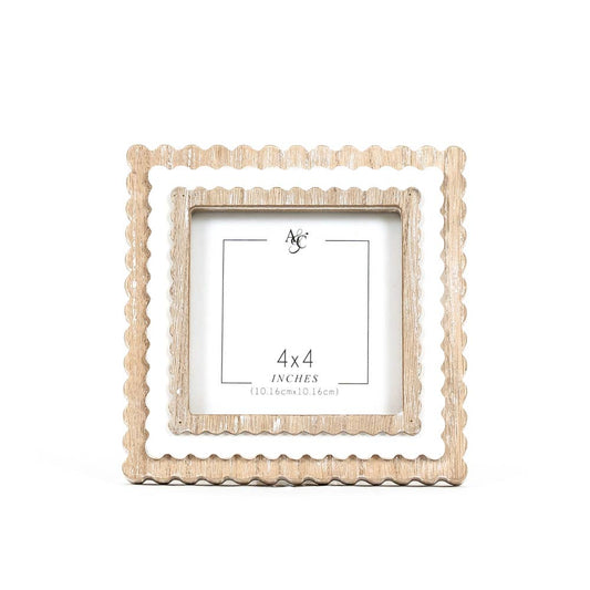 White Striped Scalloped Frame