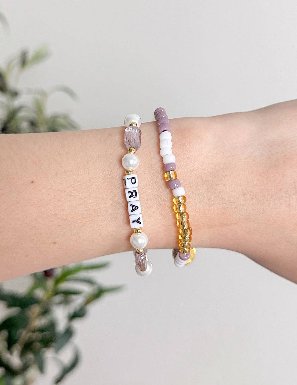 Pray Pearl Letter Bracelet