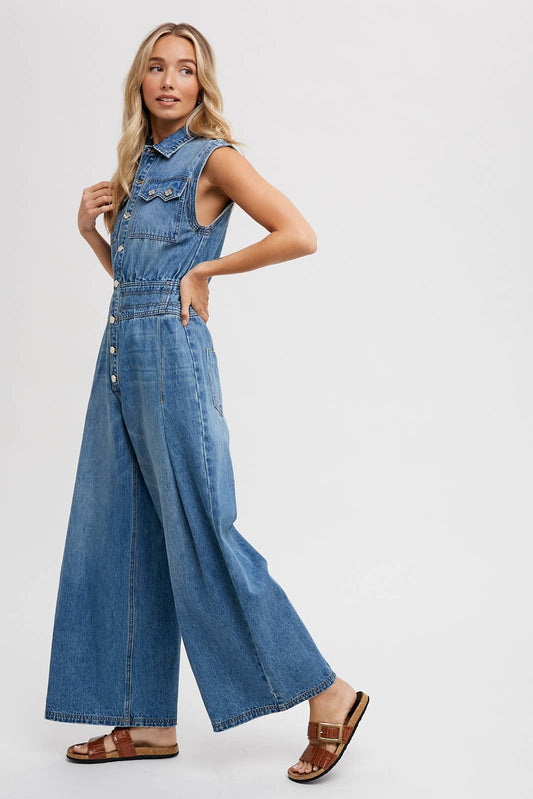 Denim Sleeveless Jumpsuit