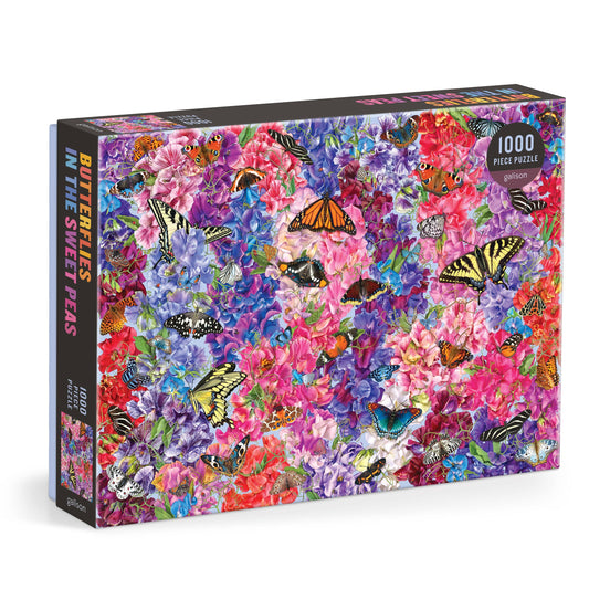 Butterflies In the Sweet Peas 1000 Piece Puzzle