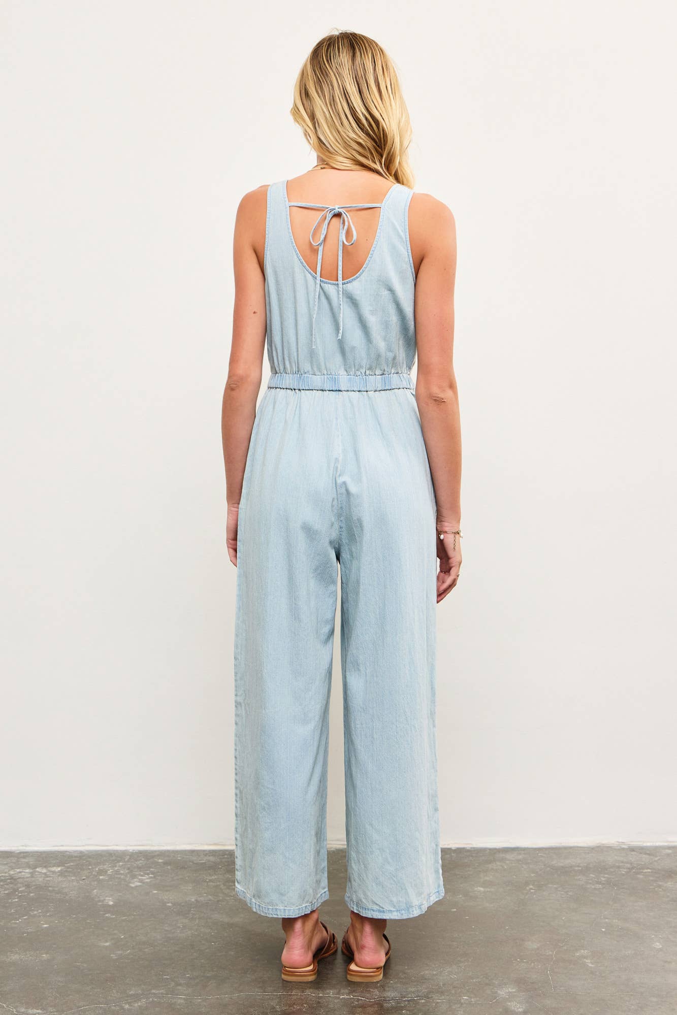 Tie Back Denim Jumpsuit