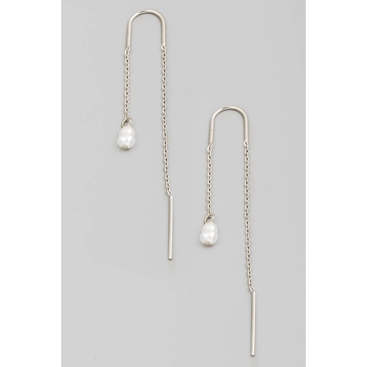 Pearl Bead Chain Threader Earrings