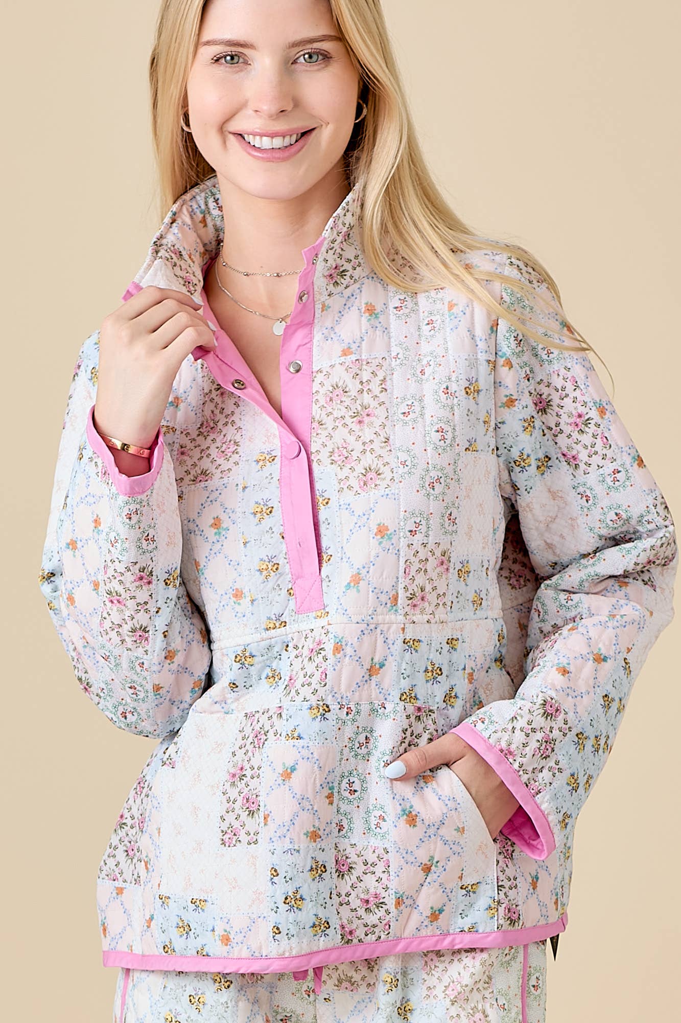 Quilted Floral Snap-on Jacket