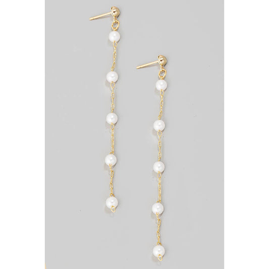 Pearl Bead Chain Dangle Earrings