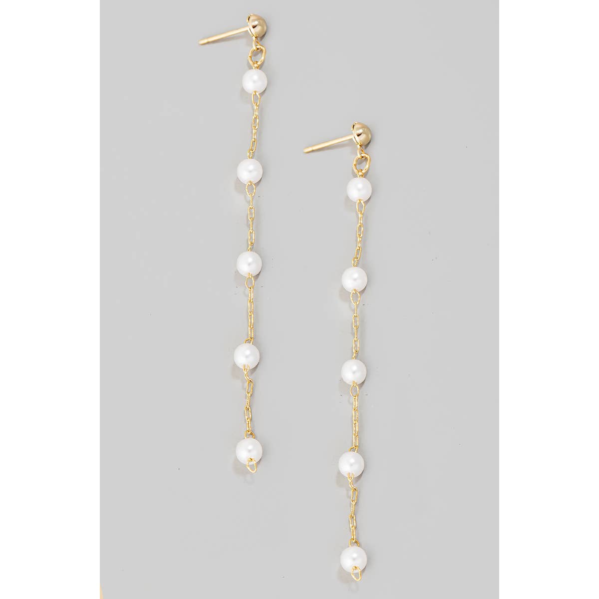 Pearl Bead Chain Dangle Earrings