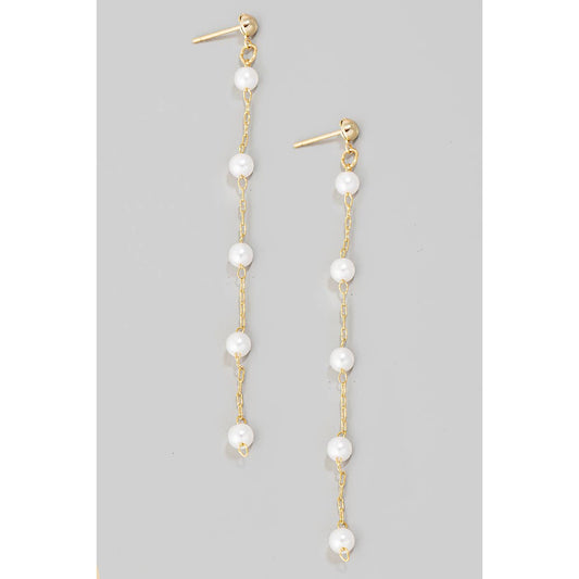 Pearl Bead Chain Dangle Earrings