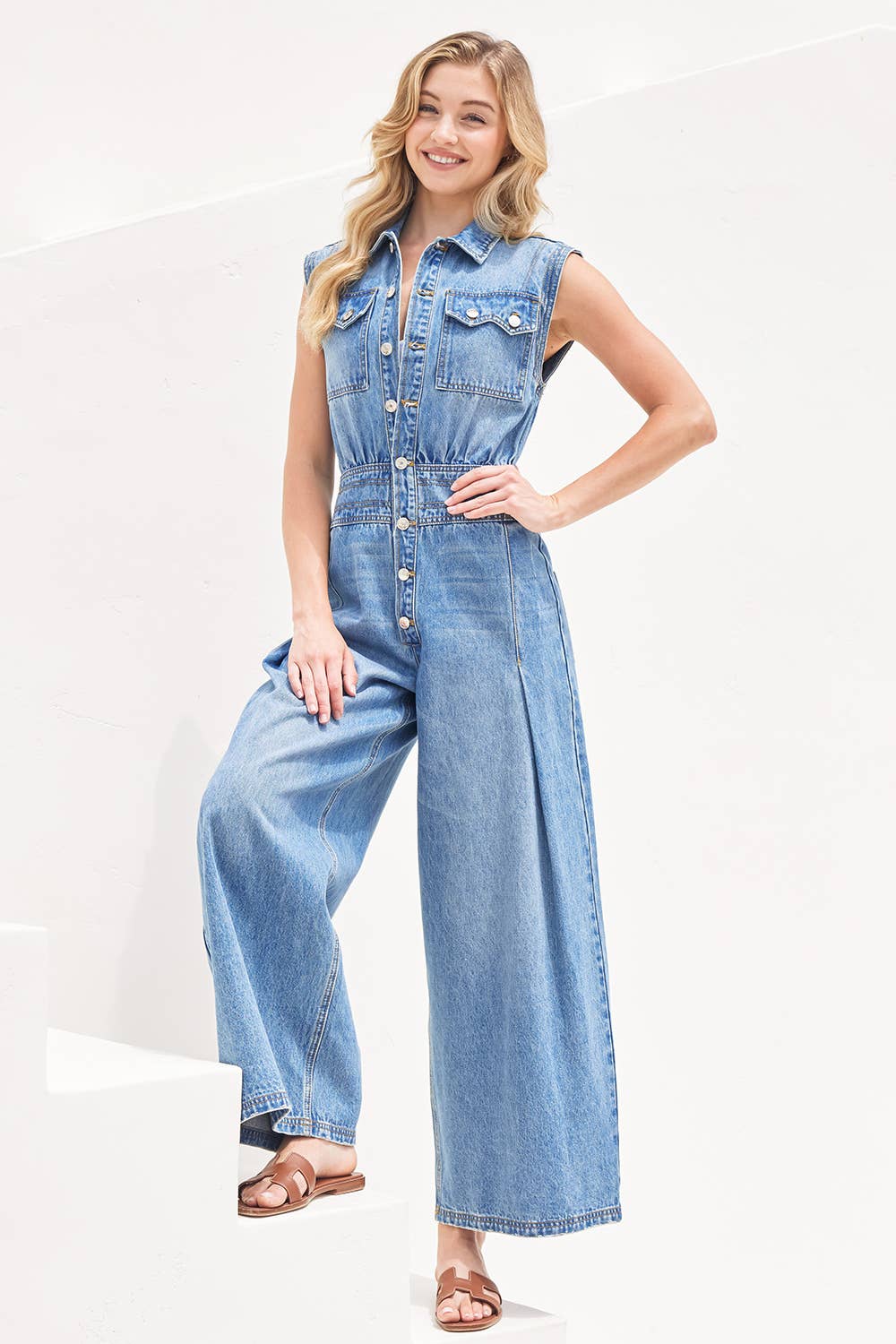 Denim Sleeveless Jumpsuit