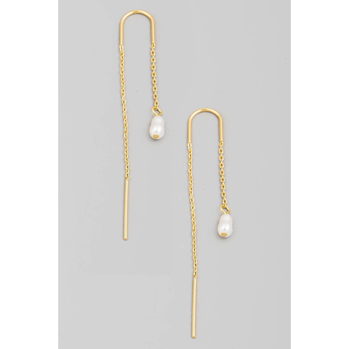 Pearl Bead Chain Threader Earrings