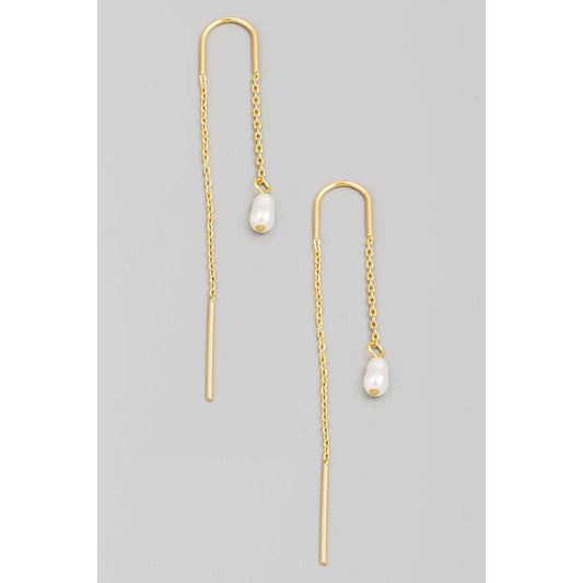 Pearl Bead Chain Threader Earrings