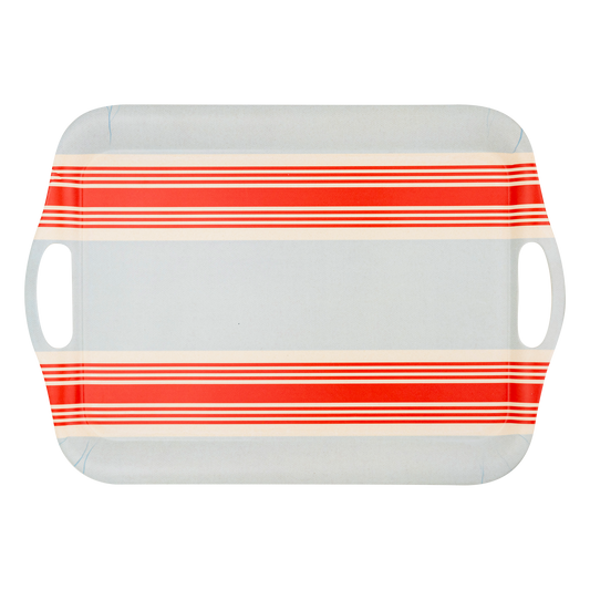 Striped Chambray and Red Reusable Bamboo Tray