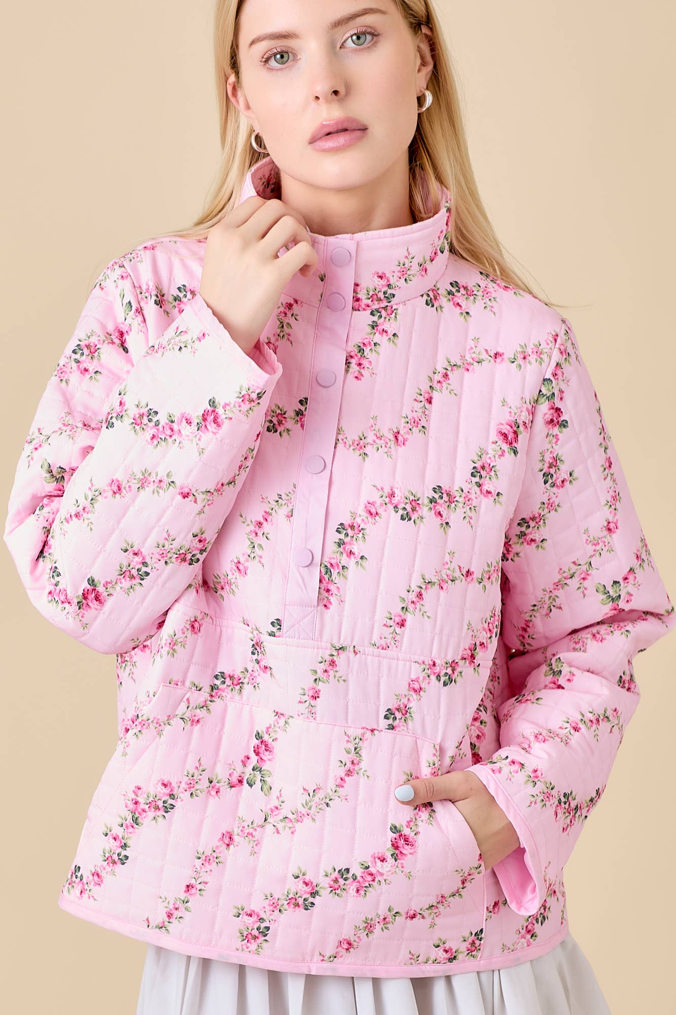 Quilted Jacket With Floral Print