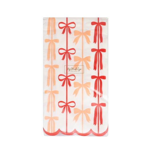 Red and Pink Bow Stripes Dinner Napkin