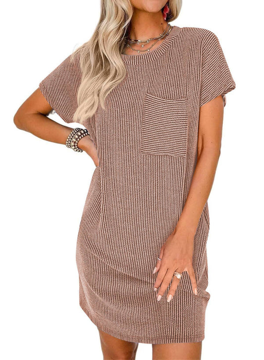 Ribbed Tee Dress With Pockets