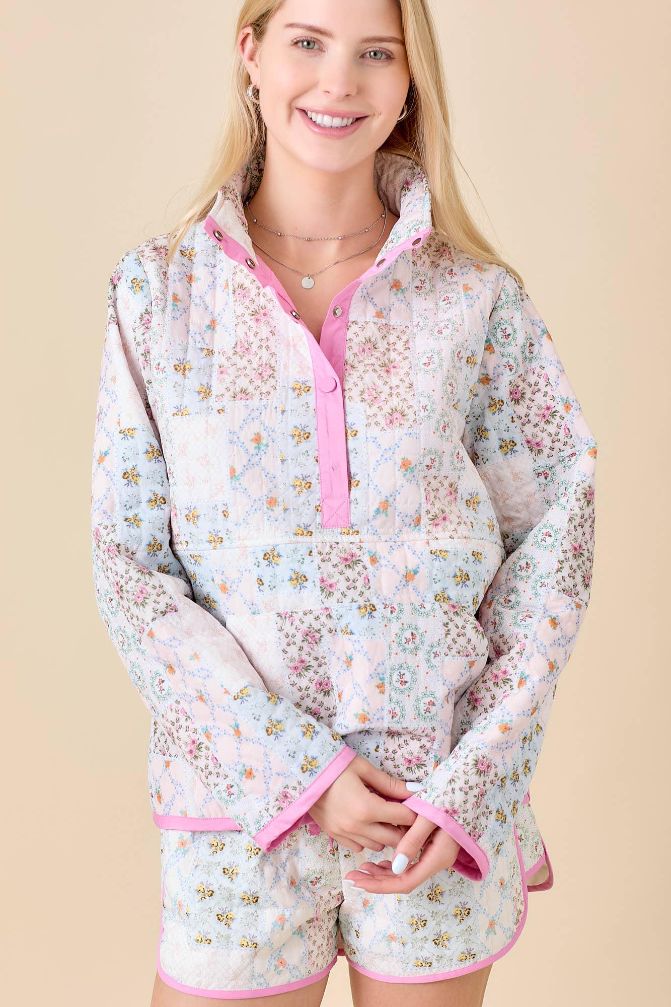 Quilted Floral Snap-on Jacket