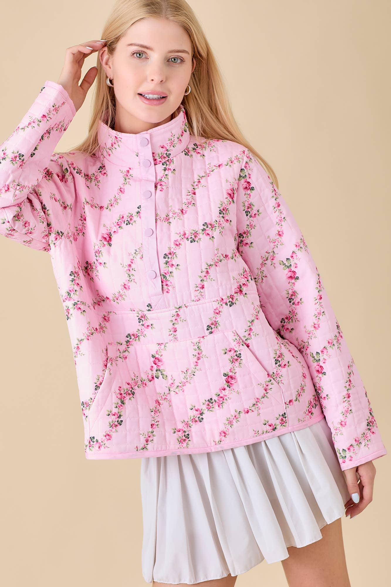 Quilted Jacket With Floral Print