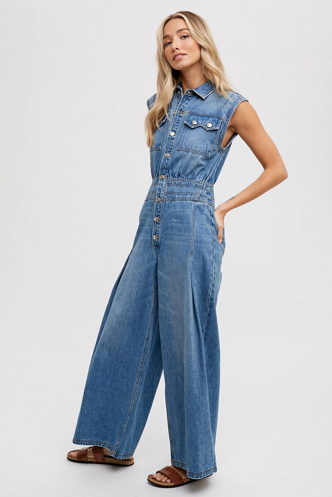 Denim Sleeveless Jumpsuit