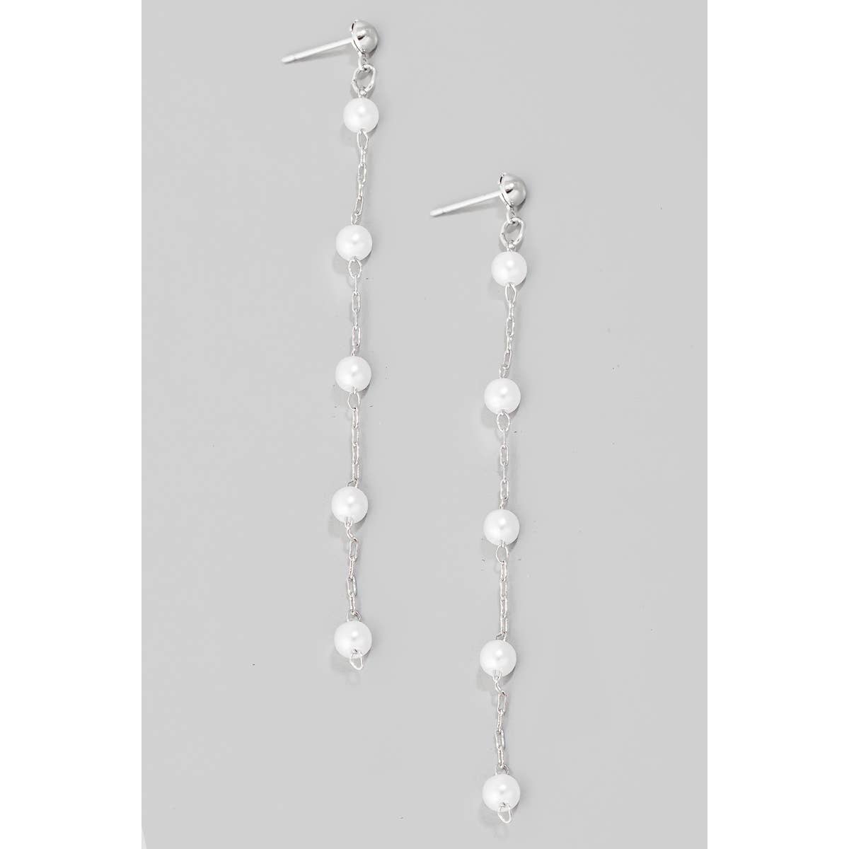 Pearl Bead Chain Dangle Earrings