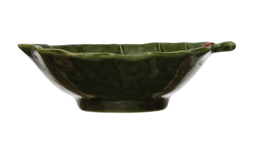 Stoneware Holly Leaf Bowl