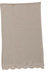 Waffle Weave Tea Towel with Lace Trim