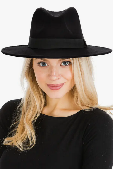 Classic Wide Brim Felt Fedora Rancher Hat