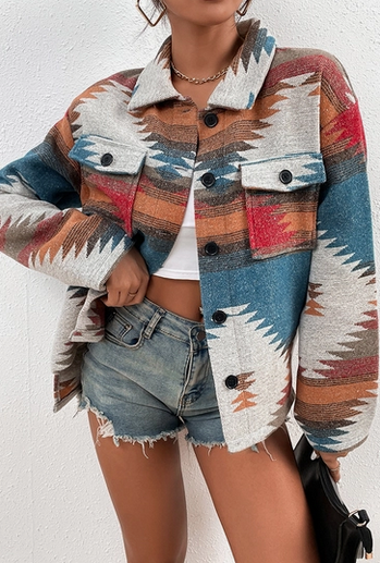 Aztec Printed Button up Shacket