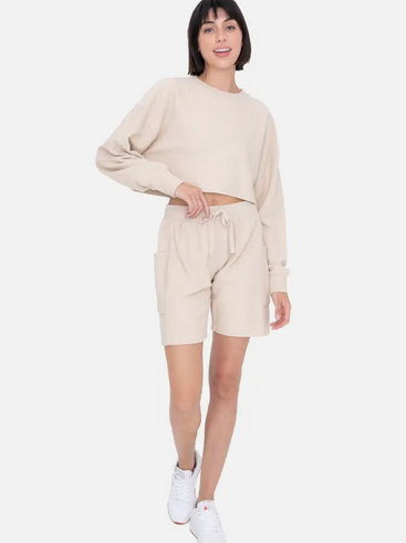 Ribbed Boxy Cropped Pullover