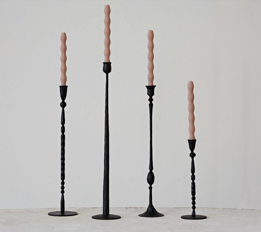 Black Cast Iron Taper Holder Collection