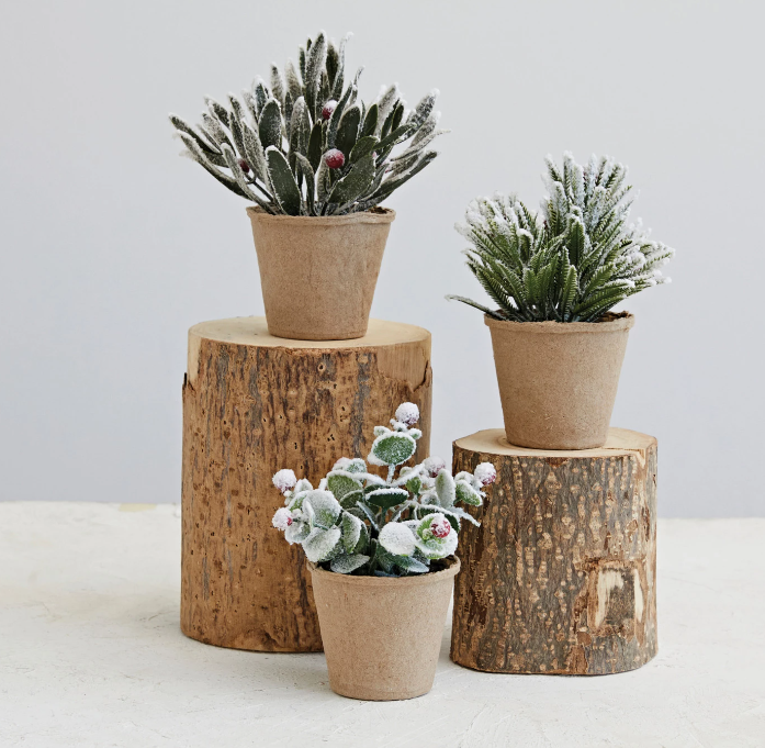 Snow Finish Greenery Pots