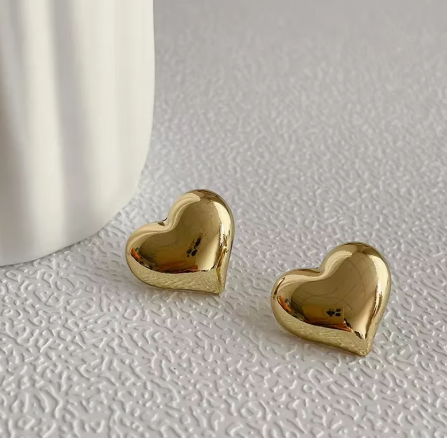 Gold Heart Studs