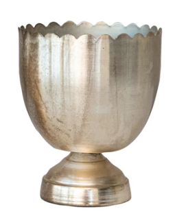 Decorative Metal Bowl with Scalloped Rim