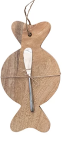 Wood Board & Canape Knife, Set of 2