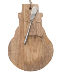 Wood Board & Canape Knife, Set of 2